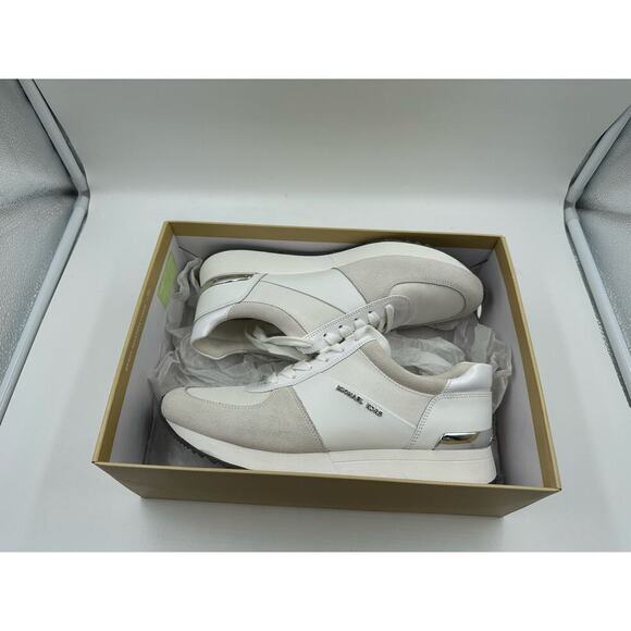 Michael Kors Leather Allie Trainers Optic White Low Top Lace Up Sneakes Size 9M - Picture 6 of 10